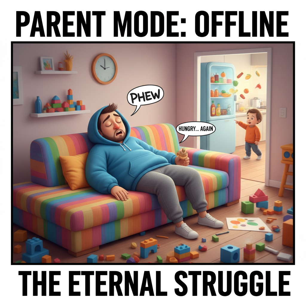 My toddler just asked for a snack *after* I sat down. The ultimate power move.