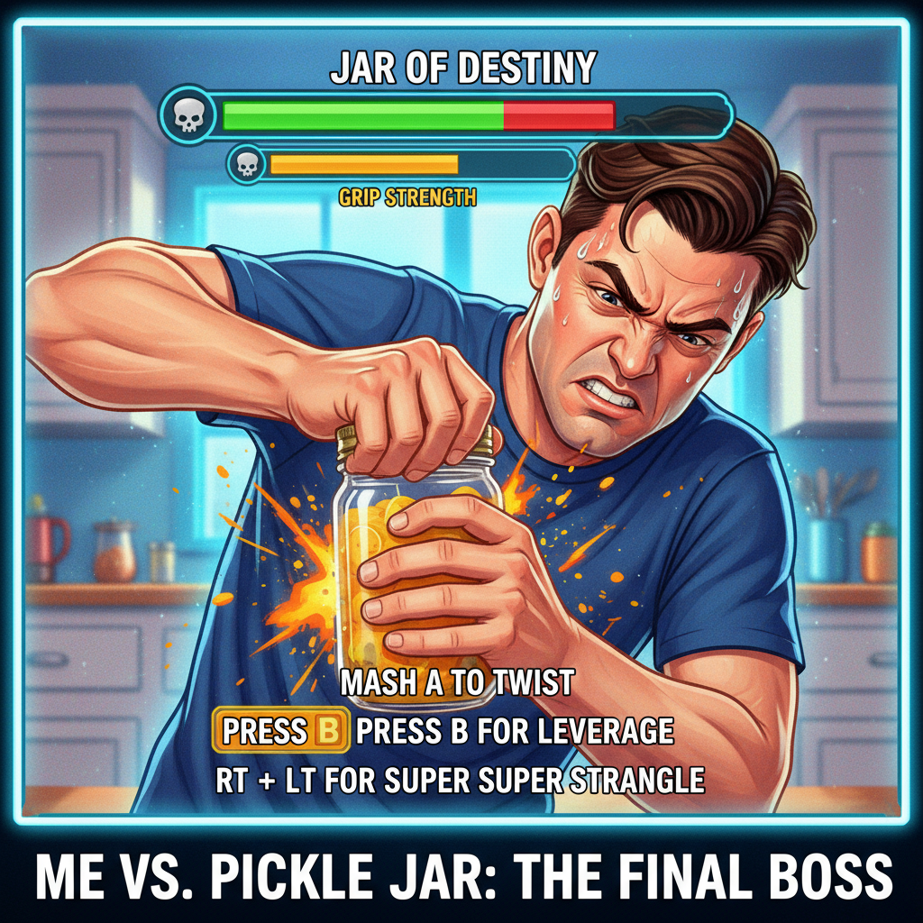 Just spent 30 mins trying to open a jar. Adulting is just boss battles against inanimate objects.