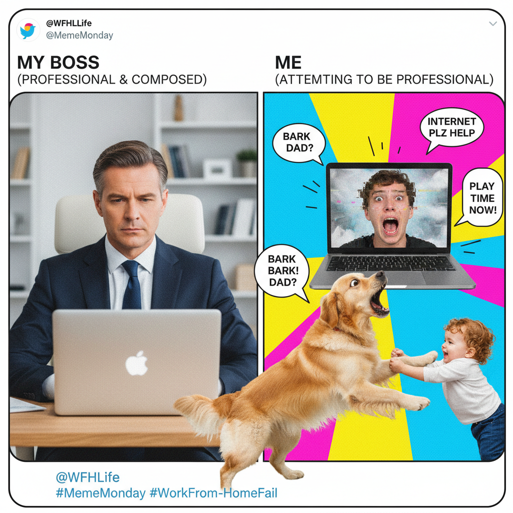 Boss: 'Can you hear me?' Me: *frozen screen, dog barking, toddler screaming* 'Loud and clear!'