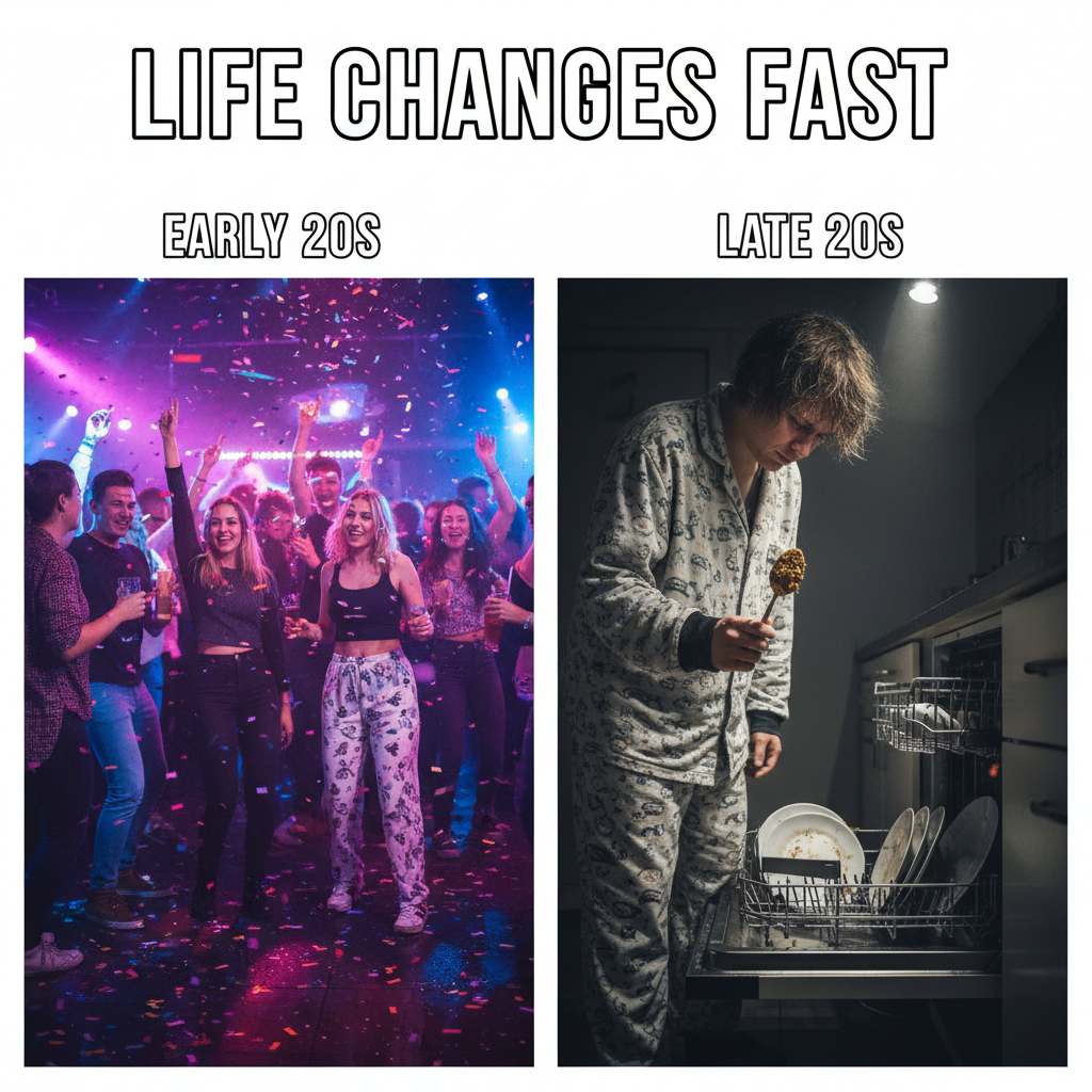 Friday night plans: Clubbing. Friday night reality: Debating if I have enough clean spoons for ice cream.