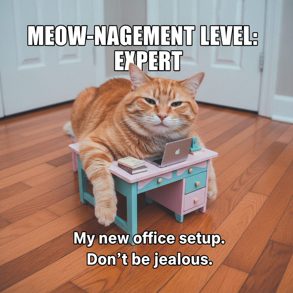 Bought a 'miniature' desk online. It's for a dollhouse. My cat fits perfectly though.