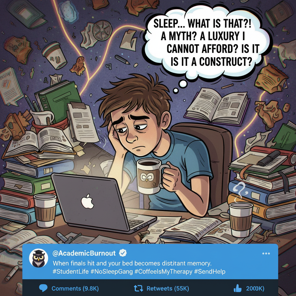 My brain during exam season: 'Is sleep really *that* important?'