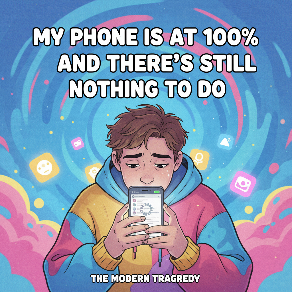 My phone battery is at 100% and I still feel empty. Send help. #DigitalDetoxFail