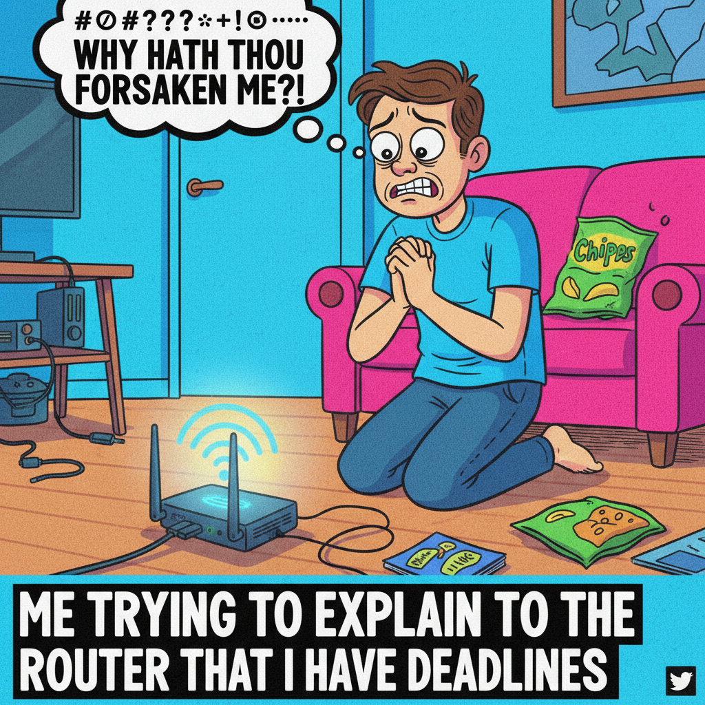 Wifi went down. I've already stared at the router, rebooted it, and questioned my life choices.