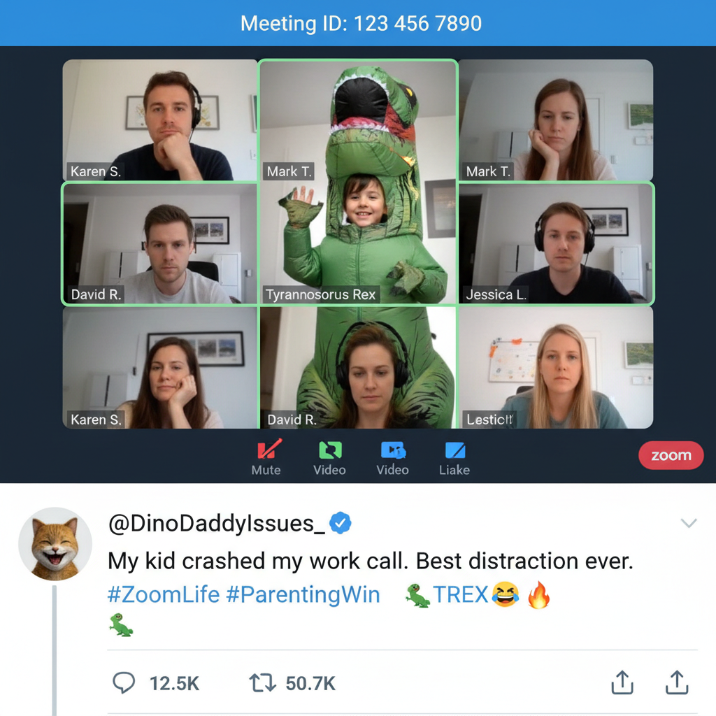 Someone's kid just joined our Zoom meeting dressed as a T-Rex. Best. Meeting. Ever.