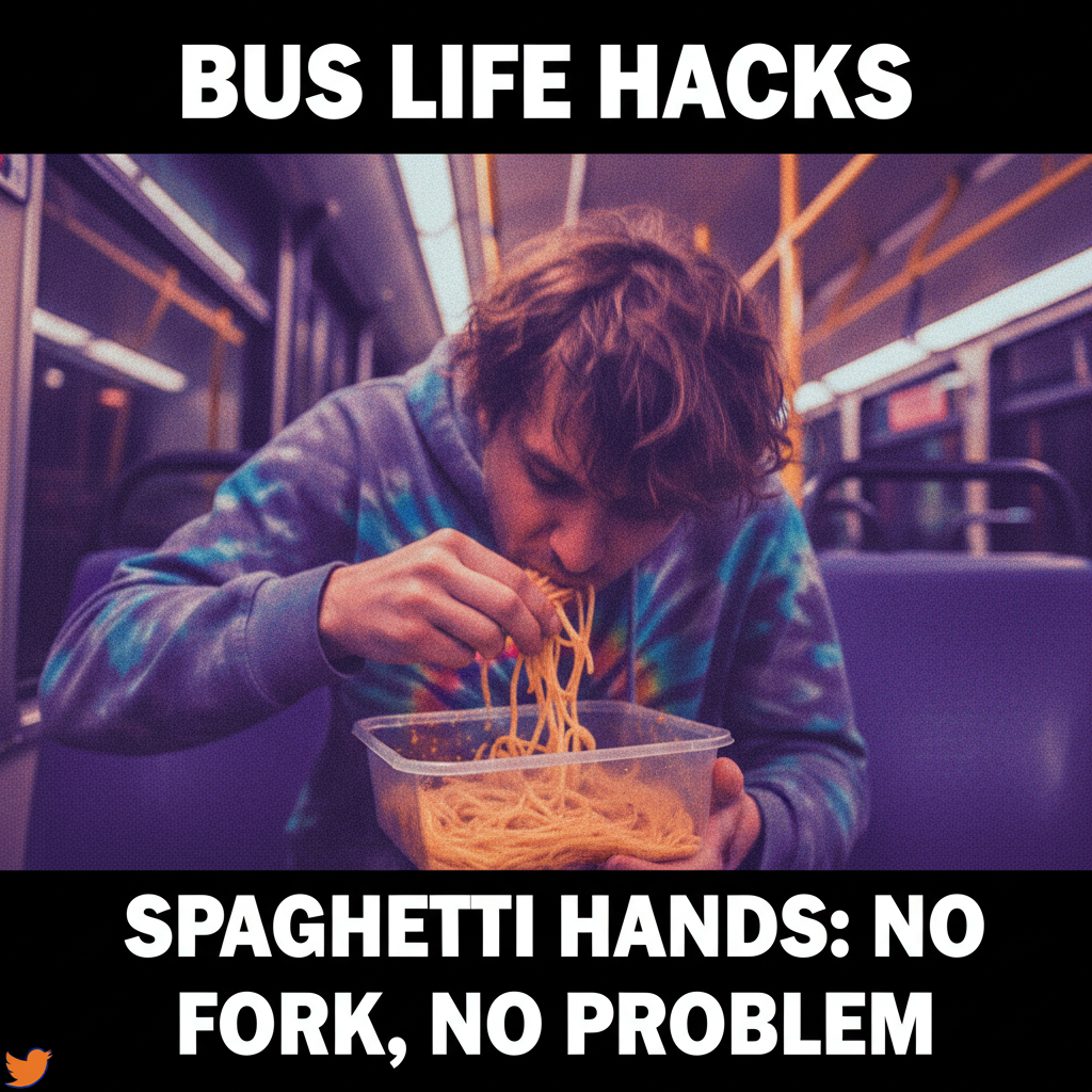 Just saw a guy on the bus eating spaghetti with his hands. My day is complete.