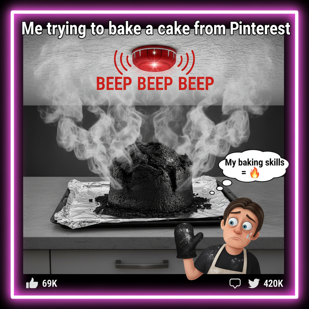 My 'bake a cake' attempt ended with the smoke detector calling the fire department. Nailed it.