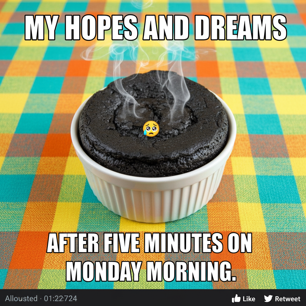 Tried to make a soufflé. Ended up with a culinary black hole. Send help.