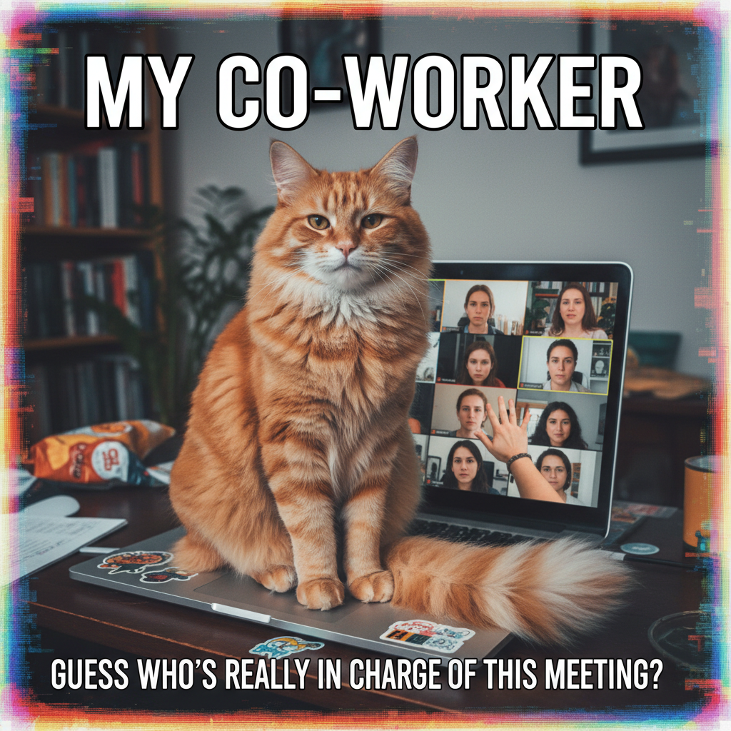 My cat just walked across my keyboard during a client Zoom. He's now 'Head of Purr-ject Management'.