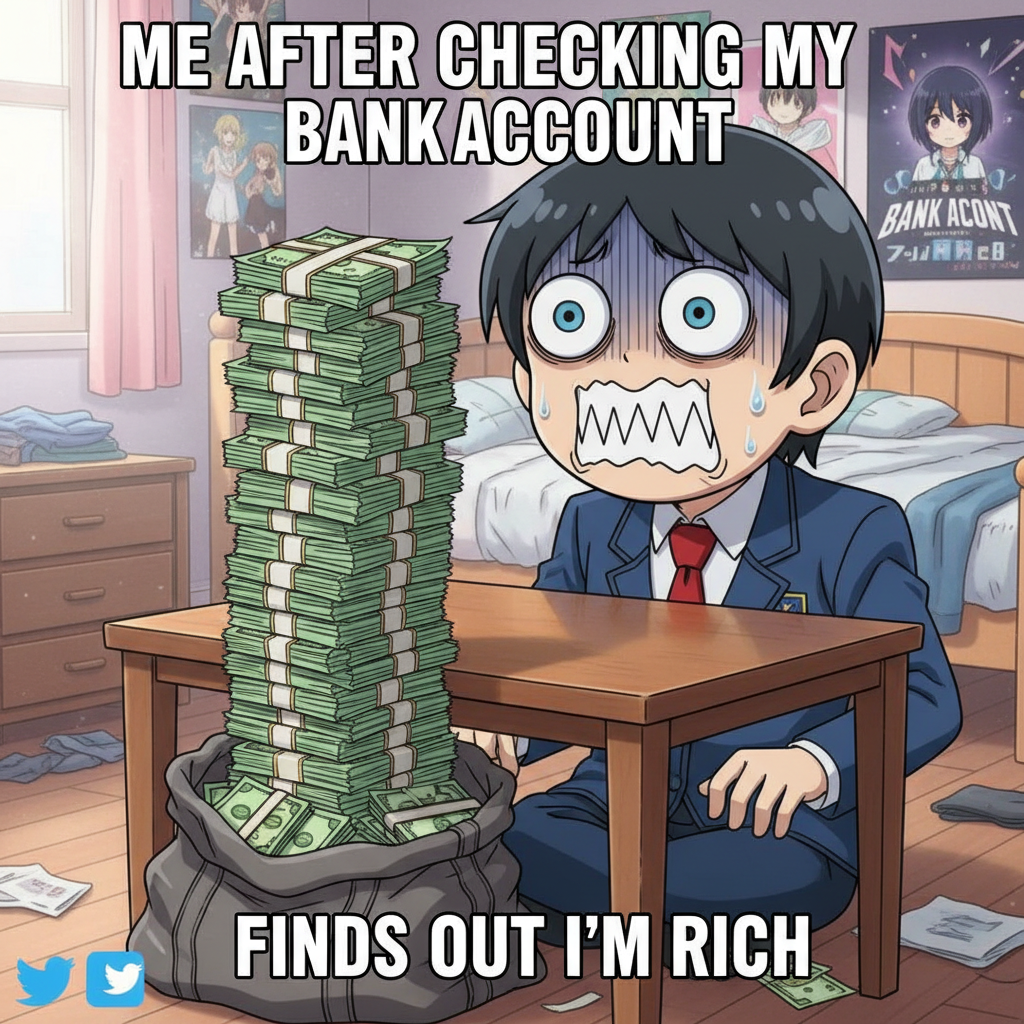 When the anime protagonist tries to pay bills in real life.