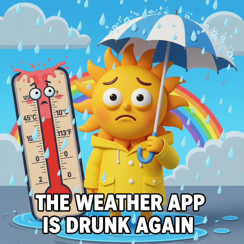 It's 70 degrees and raining. My weather app is having an identity crisis.