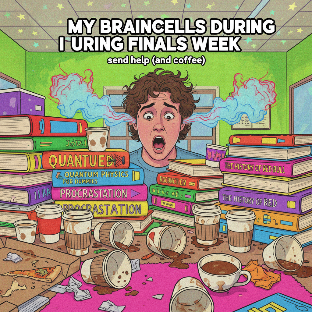 My brain during exam season: 90% panic, 10% caffeine, 0% actual knowledge.
