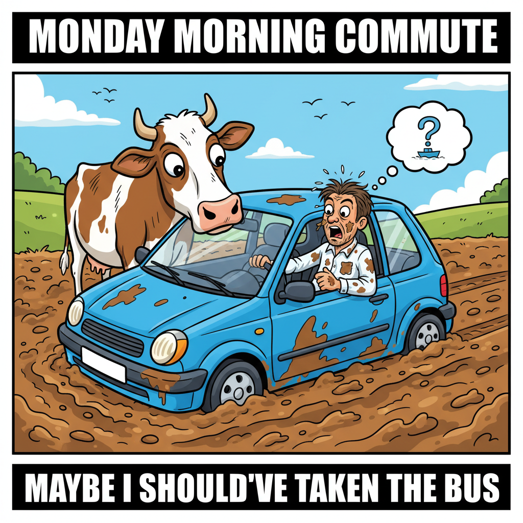 GPS said 'turn left,' I turned right. Now I'm in a field with a cow. Send snacks.