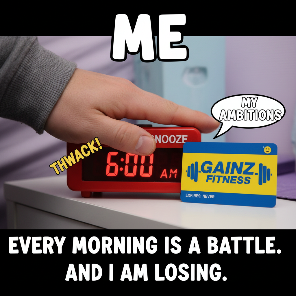 My New Year's resolution was to hit the gym. I'm currently hitting snooze. Close enough.