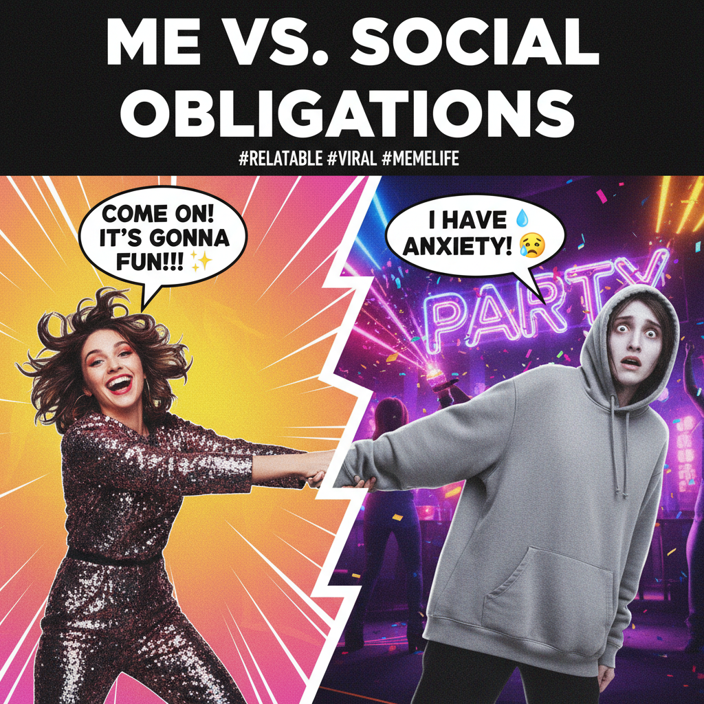 When the extrovert adopts the introvert and drags them to a party.