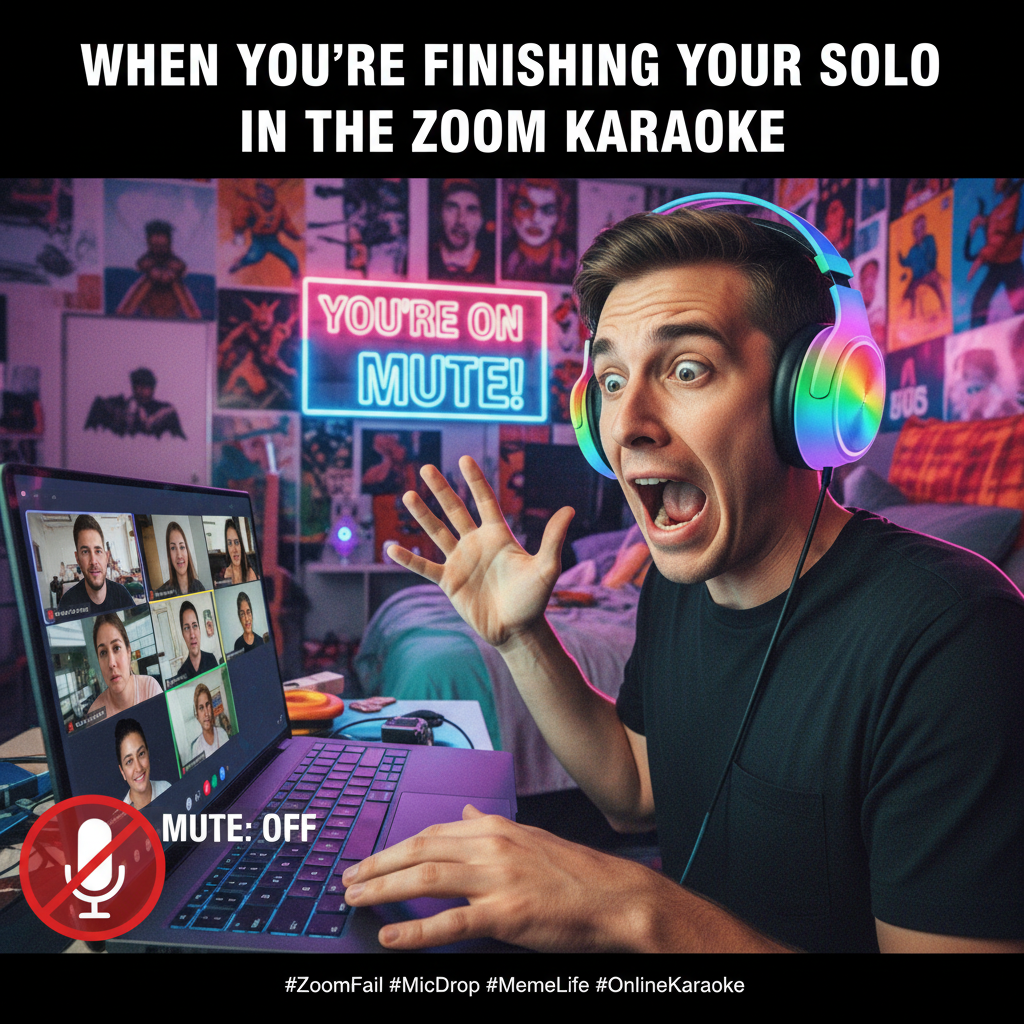 My mic was off the whole meeting, but my camera caught me singing along. #ZoomLife