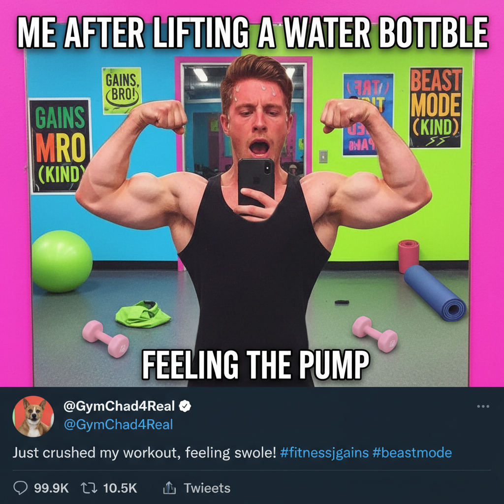 Went to the gym, did 3 reps, took a selfie, went home. Peak performance achieved.