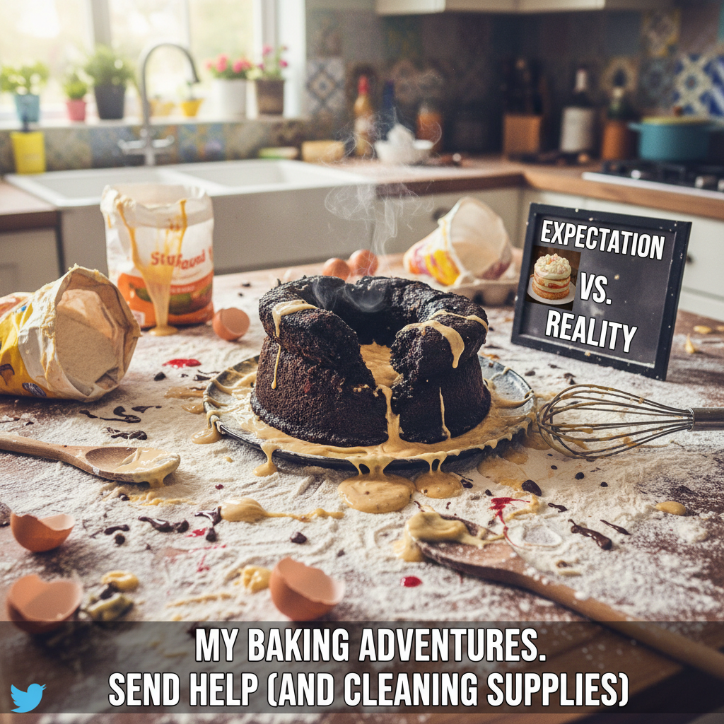 Attempted to make a 'simple' cake. Now my kitchen looks like a crime scene. Send help.