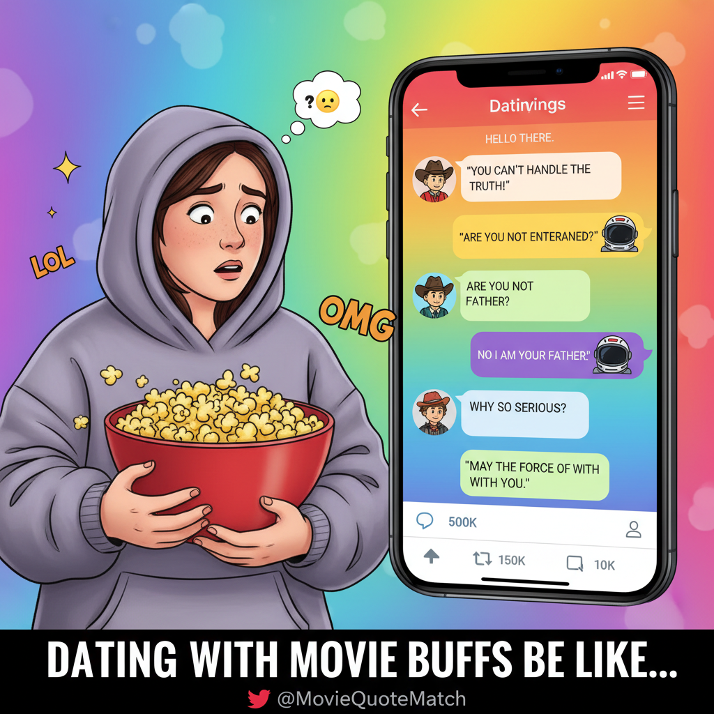 Matched with someone who only communicates in movie quotes. Send help or popcorn.