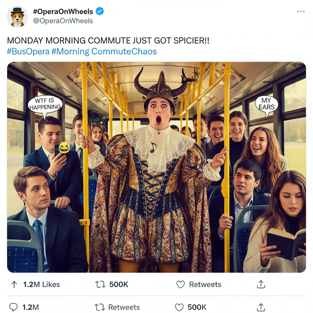 Just witnessed a full-blown opera performance on the bus. My commute is wilder than my dating life.