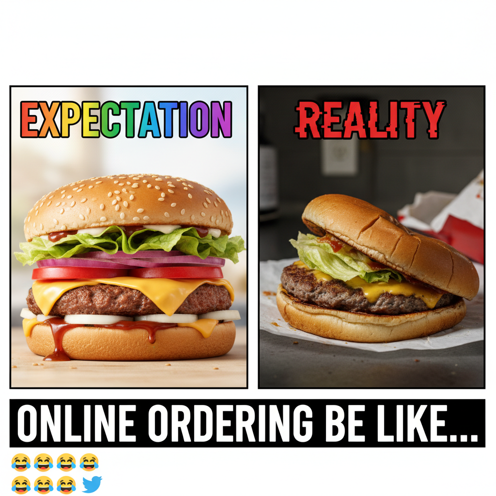 Ordered a majestic burger, got two pickles and a dream. The audacity! #FoodDeliveryFail