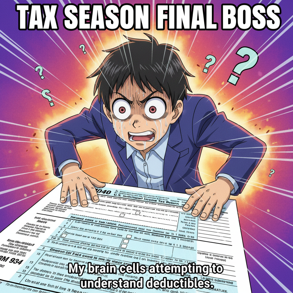 Me trying to understand my tax forms like I'm an anime protagonist facing their final boss.