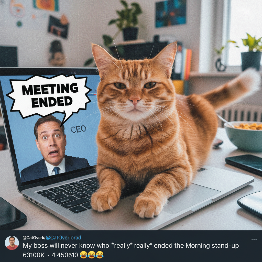 My cat just walked across my keyboard and somehow ended the CEO's presentation.