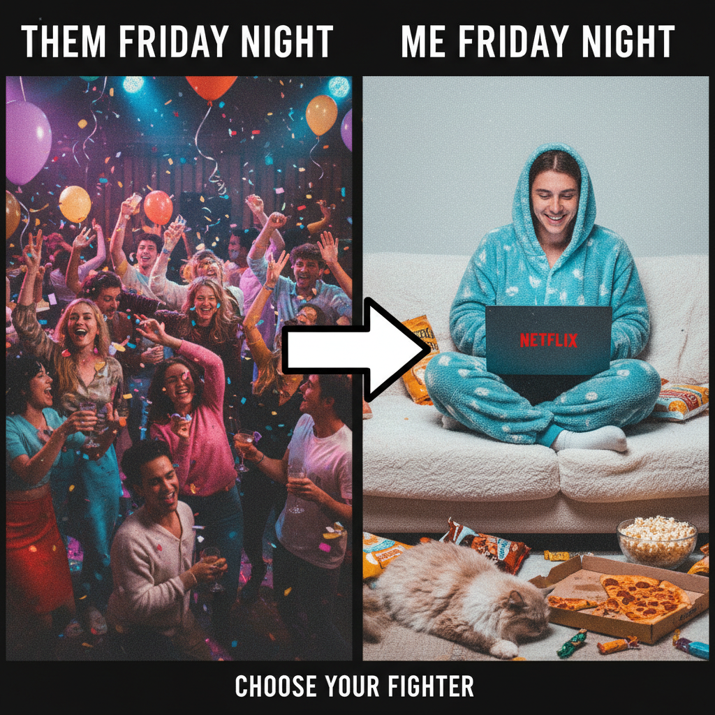 Friday night plans: wild party. Friday night reality: wild Netflix marathon in pajamas.