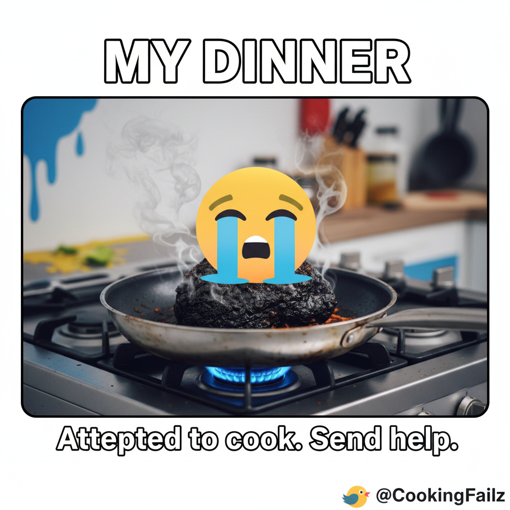 My 'gourmet' meal looks like a crime scene. Send help (and a pizza). #CookingFail