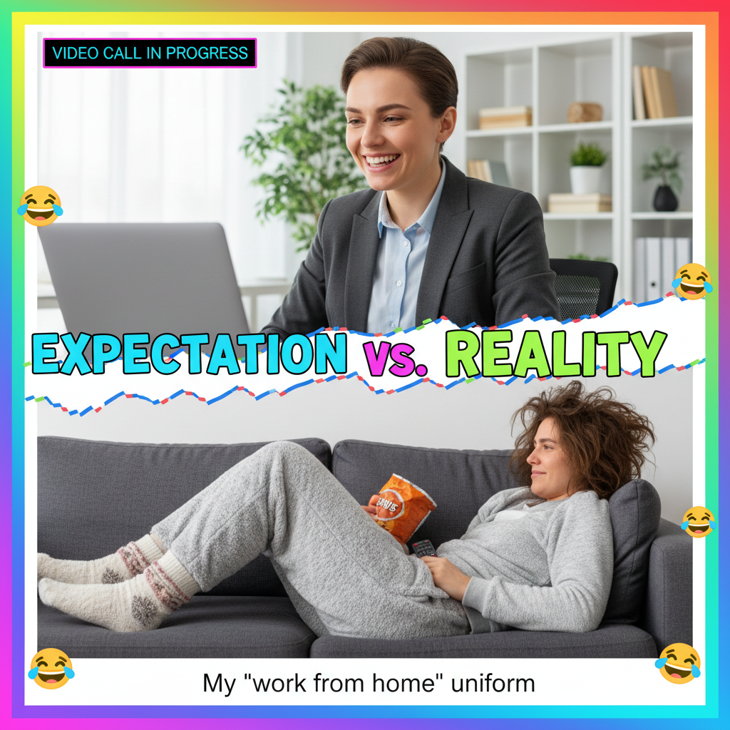 My WFH uniform is 50% professional, 50% 'did I even shower today?'