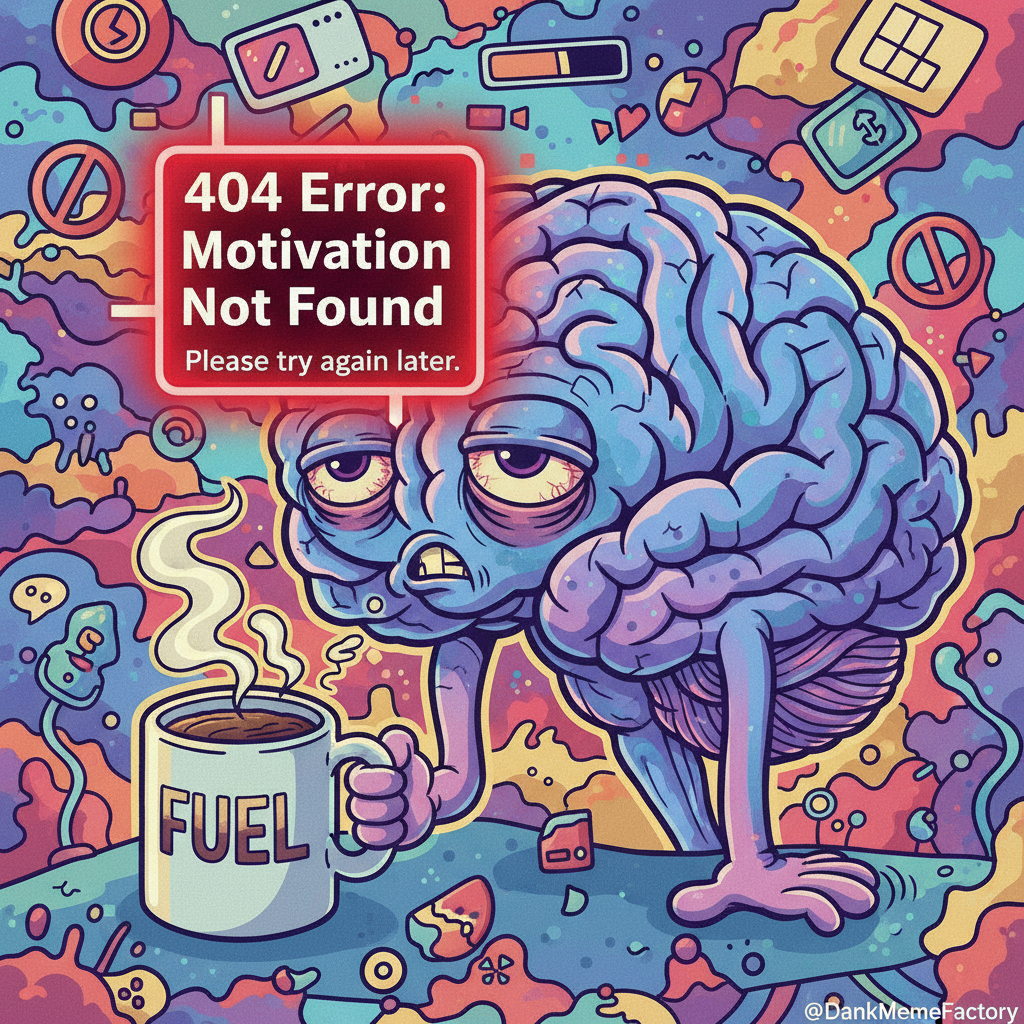My brain on Monday morning: 'Error 404: Motivation Not Found.'