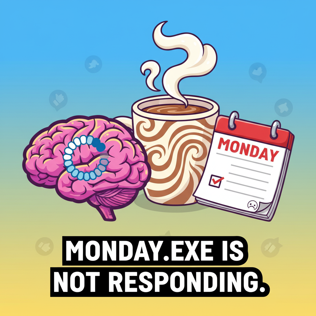 Monday morning mood: My brain is still buffering. Send coffee and existential dread. 😴