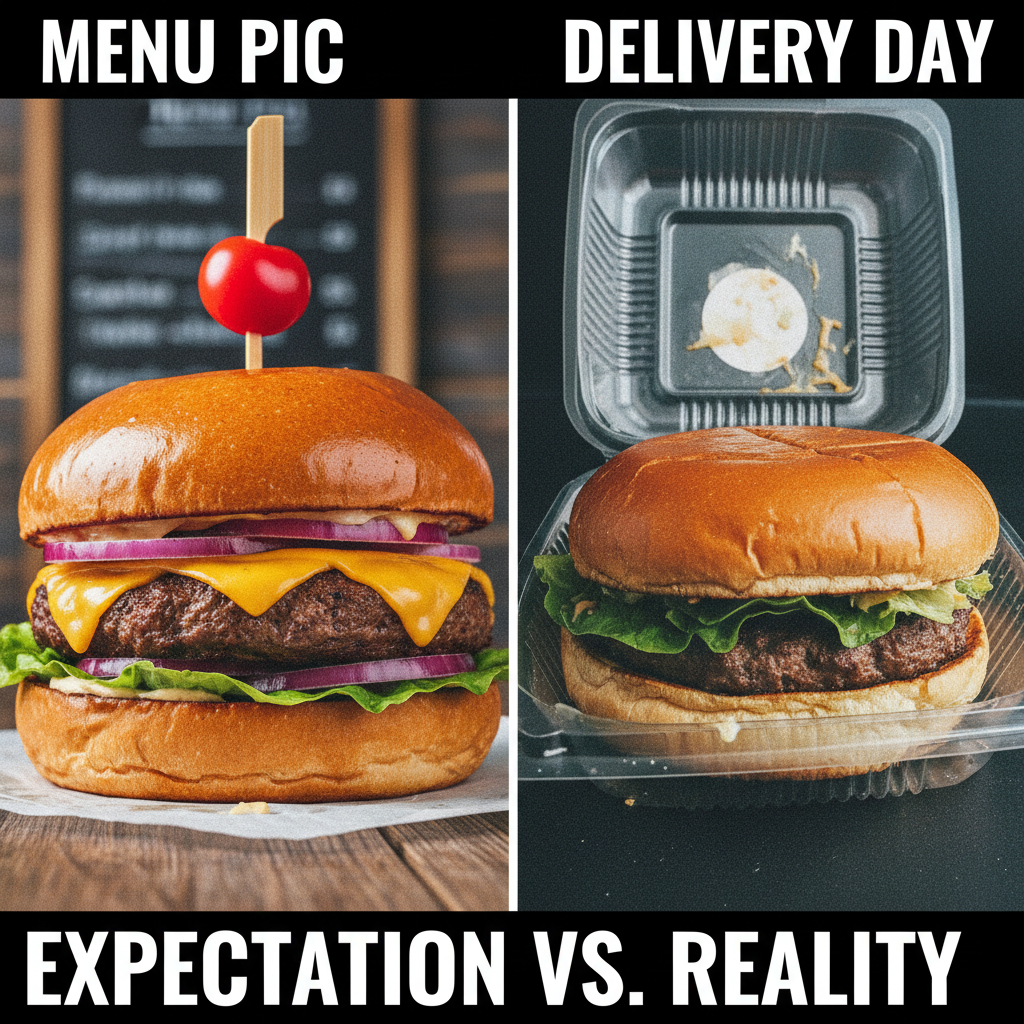 Ordered a gourmet burger, got a sad patty on a soggy bun. My disappointment is immeasurable. 🍔