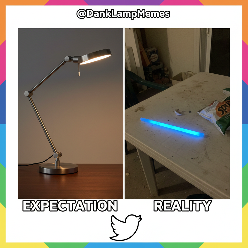 Ordered a 'chic minimalist' lamp. Got a glorified glow stick. My aesthetic is now 'underwhelming'.