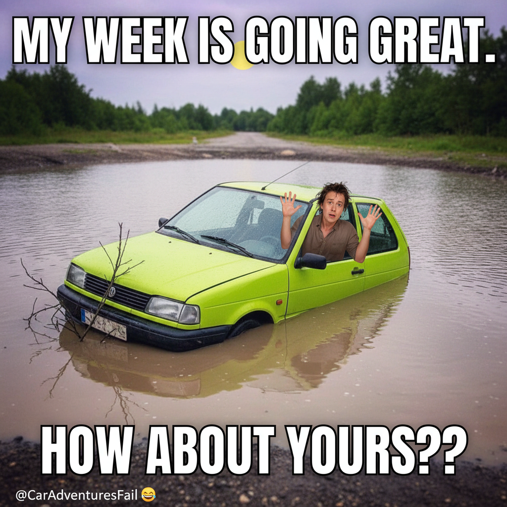 GPS said 'turn left'. I turned left. Into a lake. Send a boat.