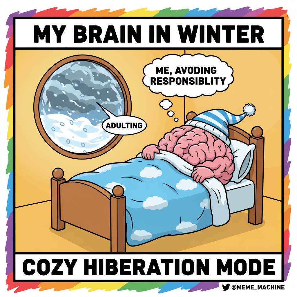 My brain cells during winter: *hibernating*. My motivation: *also hibernating*. Send sunshine.