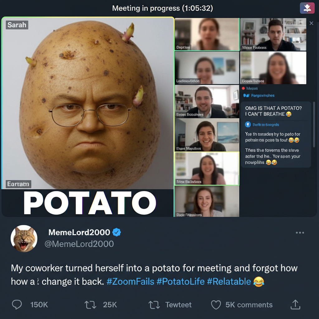 My boss just turned himself into a potato on Zoom. I can't unsee it.