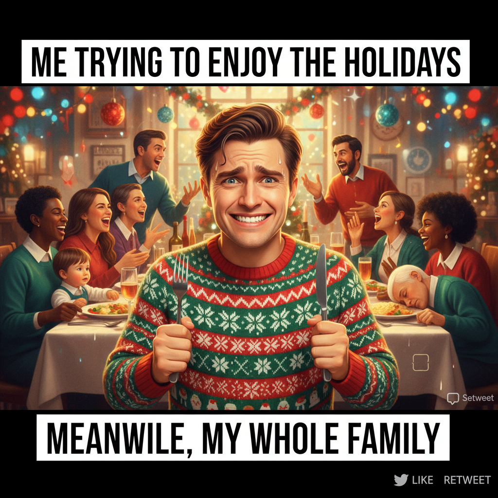 Aunt Carol just asked if I'm 'seeing anyone' for the 5th time. Send help. #HolidayChaos