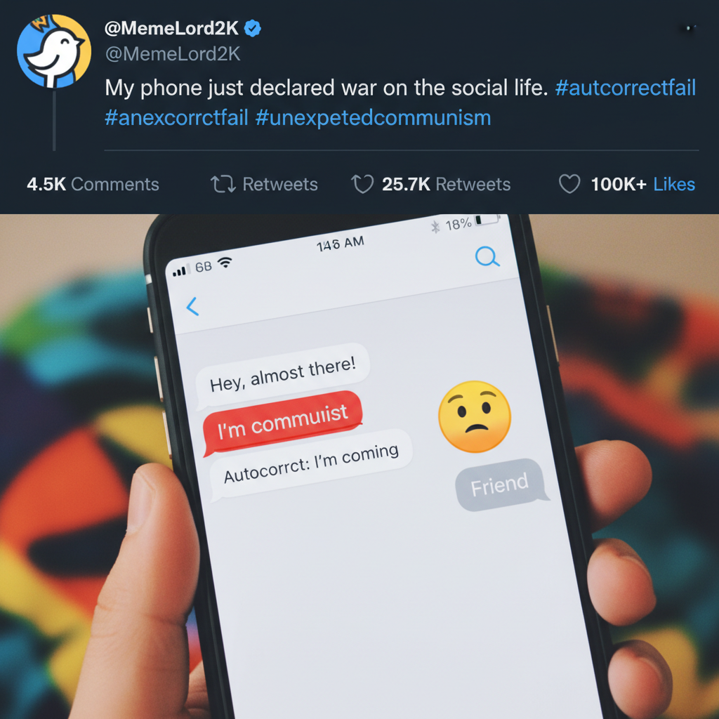 Autocorrect changed 'I'm coming' to 'I'm communist.' My boss is now very confused.
