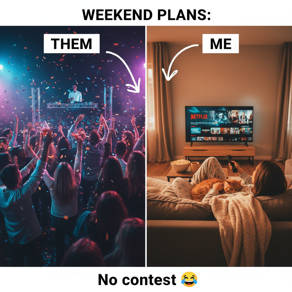 Friday night plans: wild party. Friday night reality: wild party with my cat, watching Netflix.