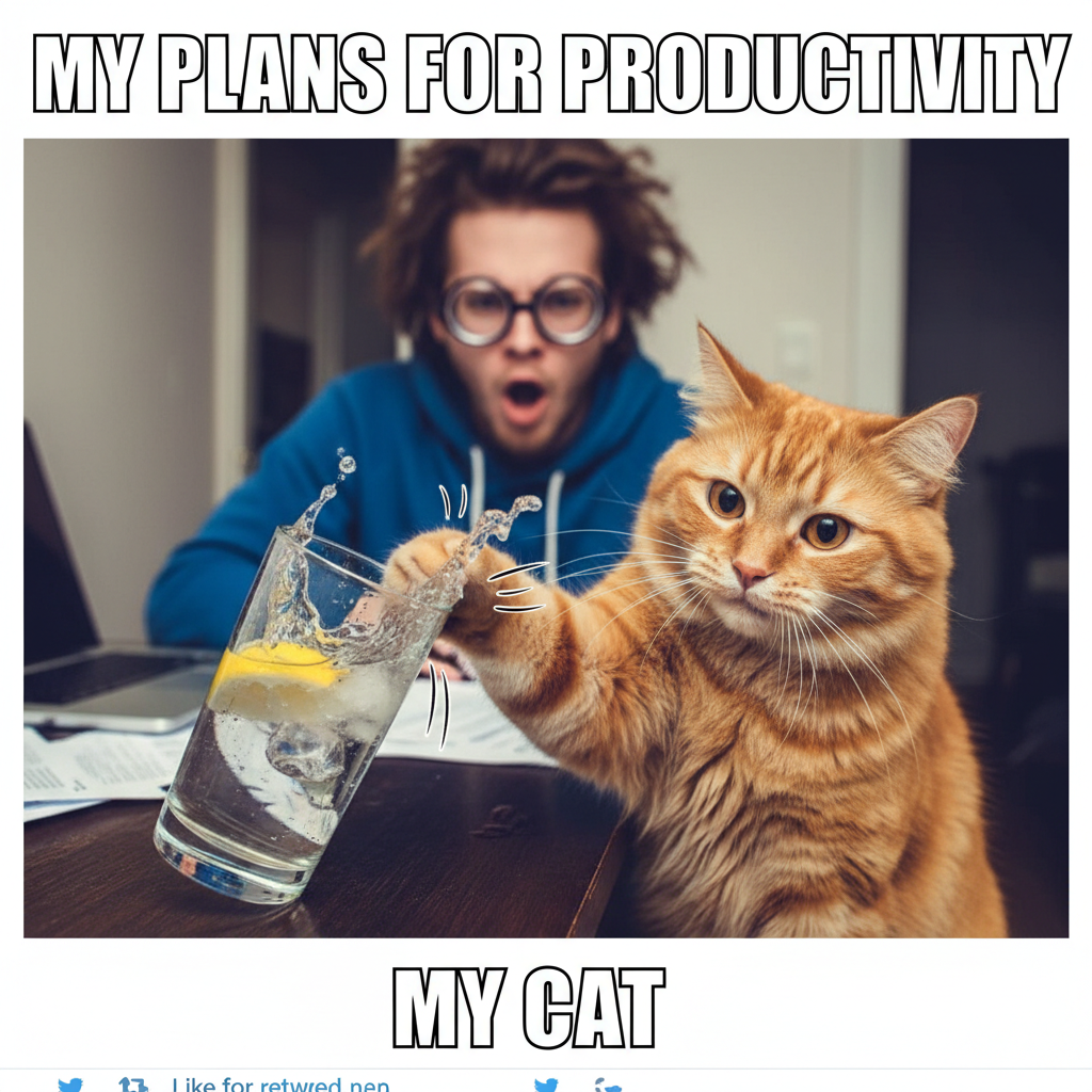 My cat just stared at me while knocking my water off the table. The audacity.