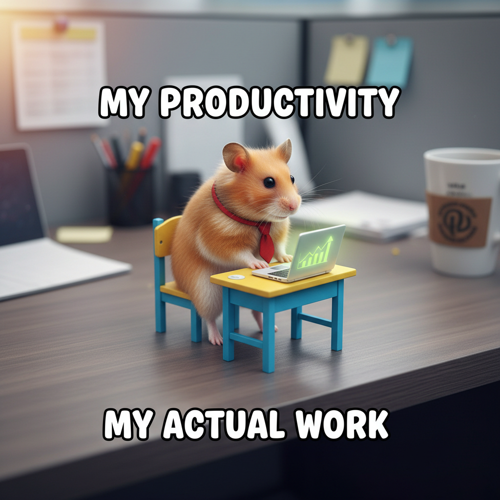 Bought a 'miniature' desk online. It's for a hamster. My WFH setup is ruined.