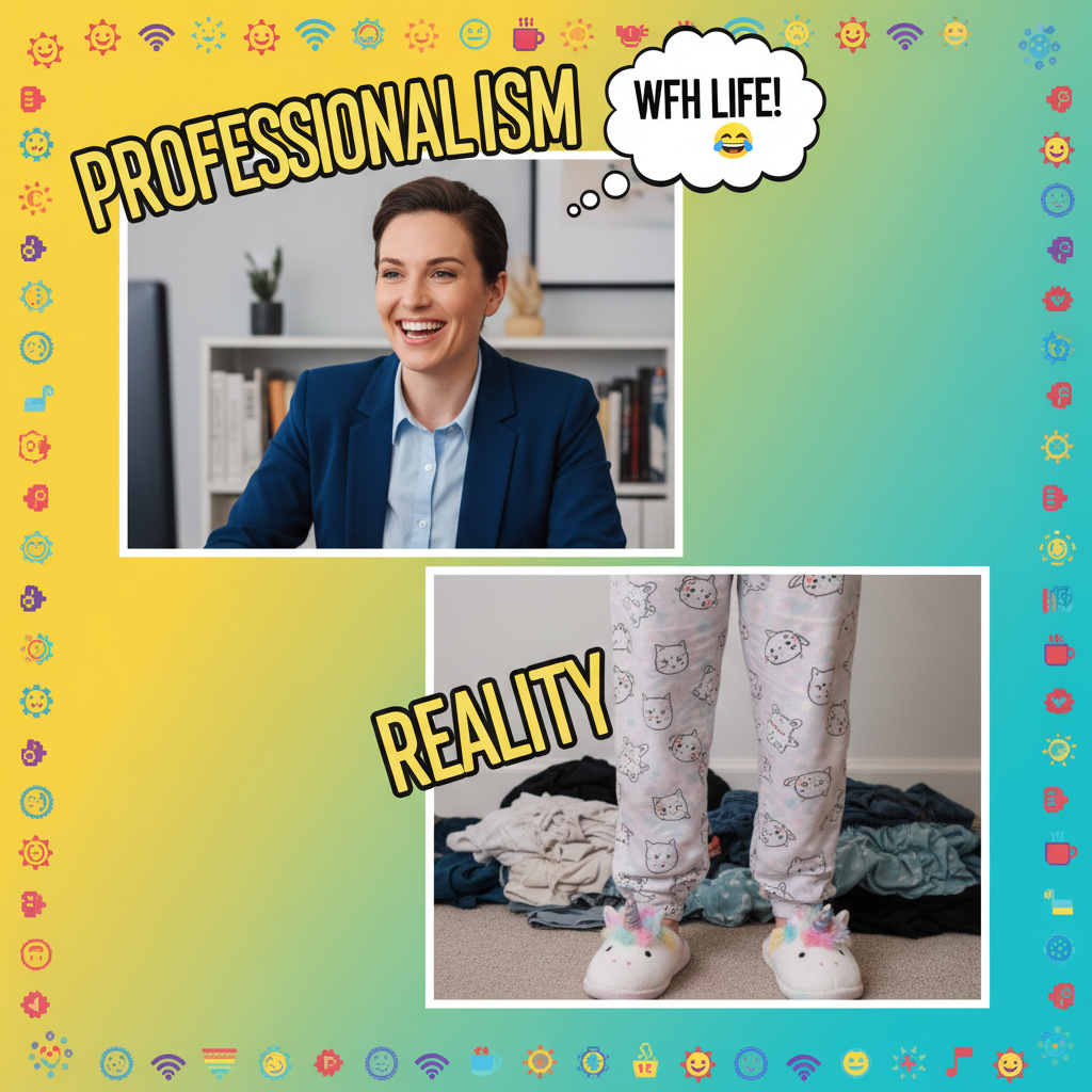 My 'work from home' outfit is 50% professional, 50% pajamas. It's called balance.