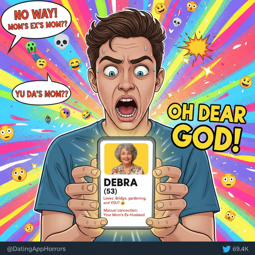 Matched with my ex's mom on a dating app. Send help and wine.