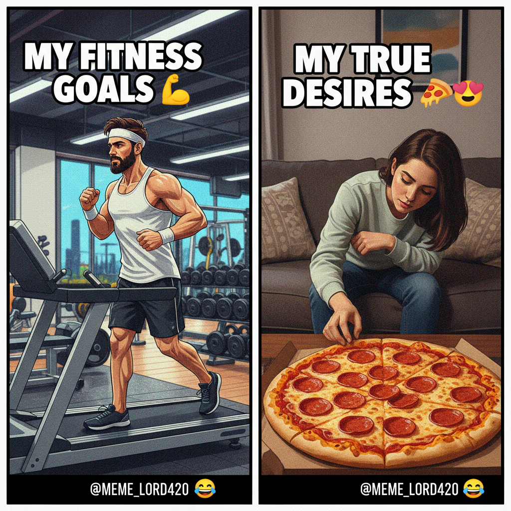 Me at the gym vs. me seeing the pizza place next door. Guess who wins.