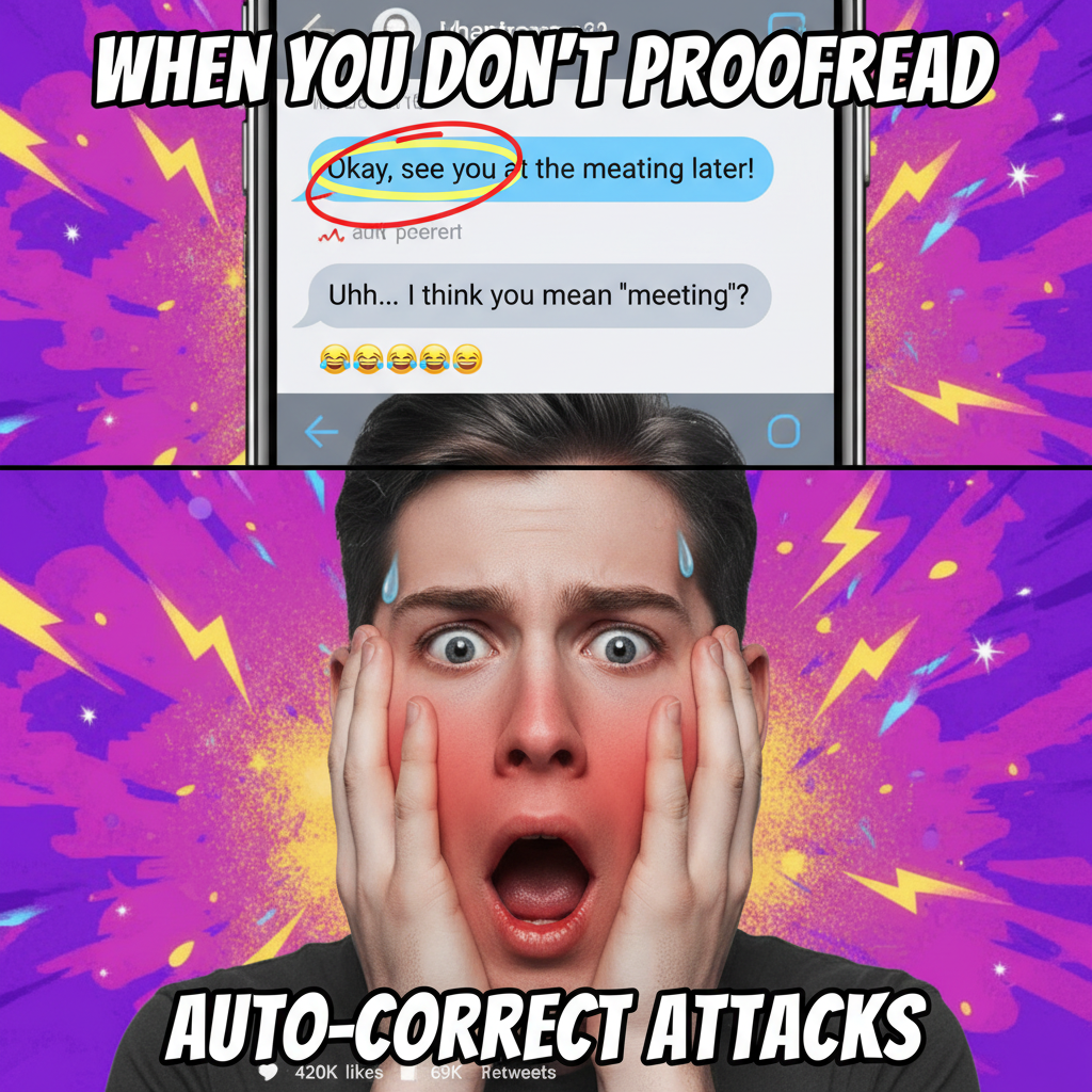 Autocorrect changed 'meeting' to 'meating'. My boss thinks I'm a cannibal. Send resume.