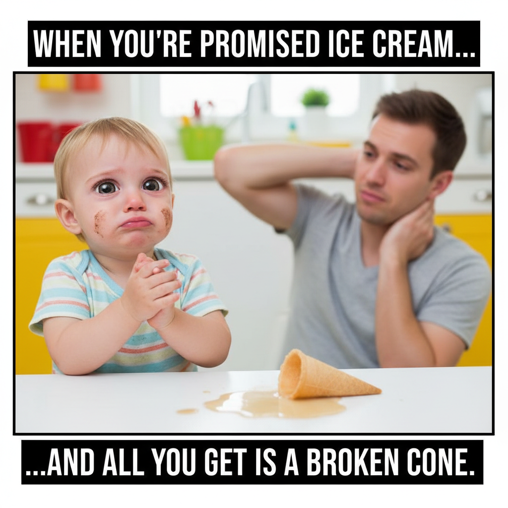 Just told my toddler the ice cream truck is 'broken'. The betrayal in his eyes...