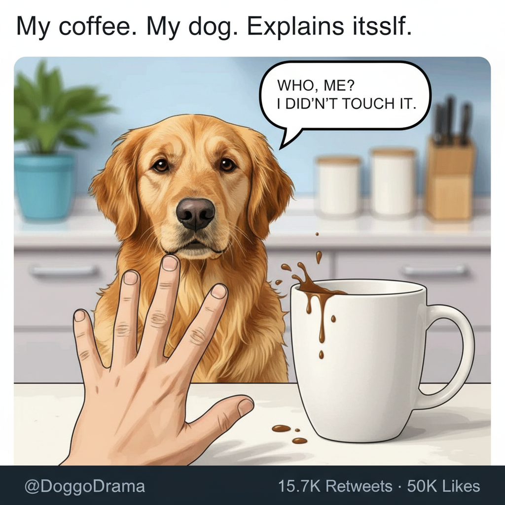 My dog just sneezed directly into my coffee. Guess it's his coffee now.