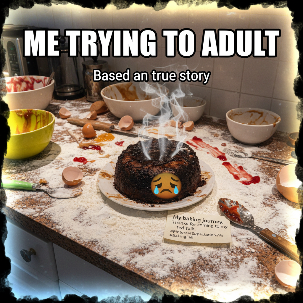 Tried to make a 'simple' cake. Now my kitchen looks like a flour bomb went off.