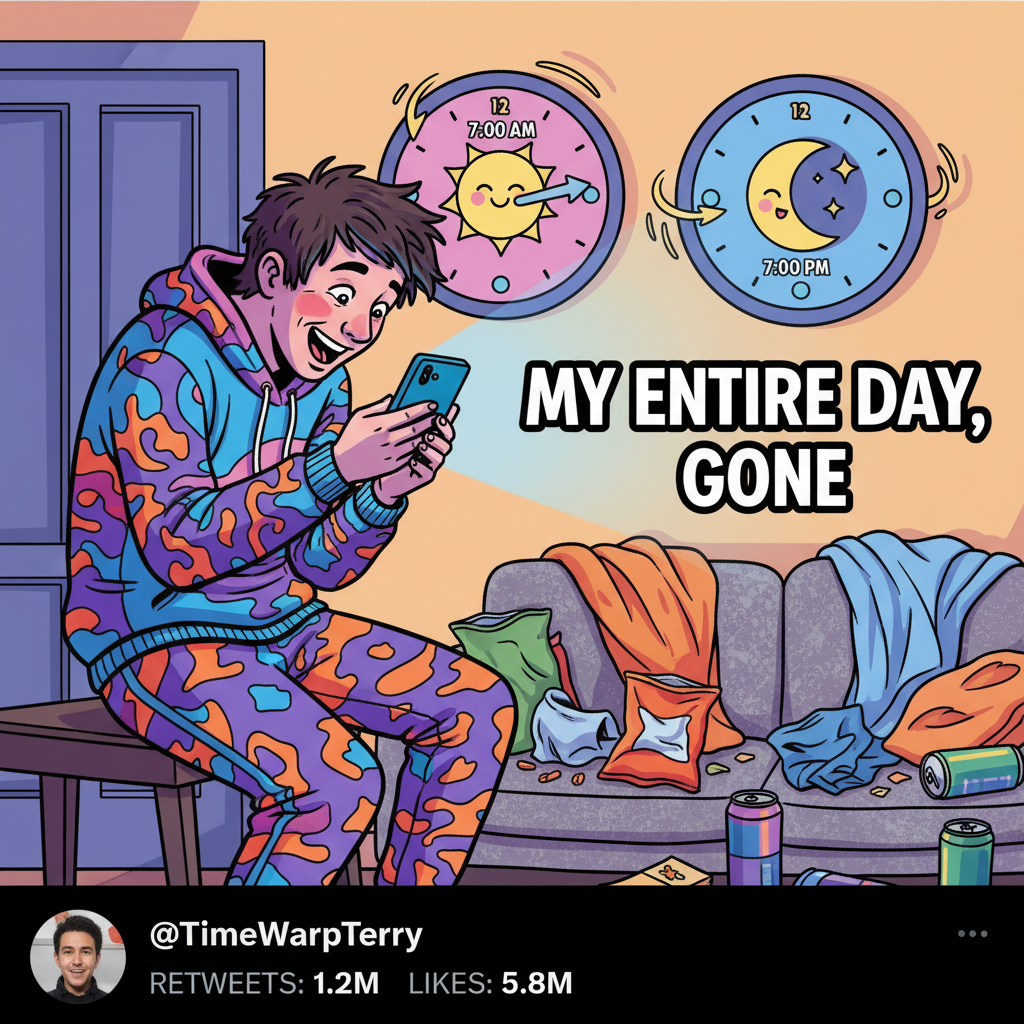 Me: 'I'll just check Twitter for 5 mins.' *2 hours later* 'Wait, what was I doing?'